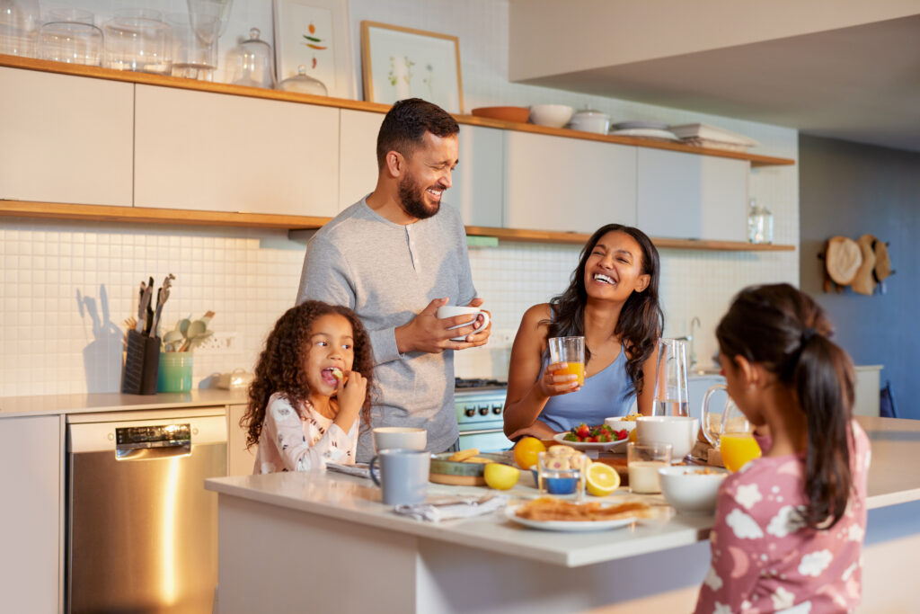 Family celebrating mothers day